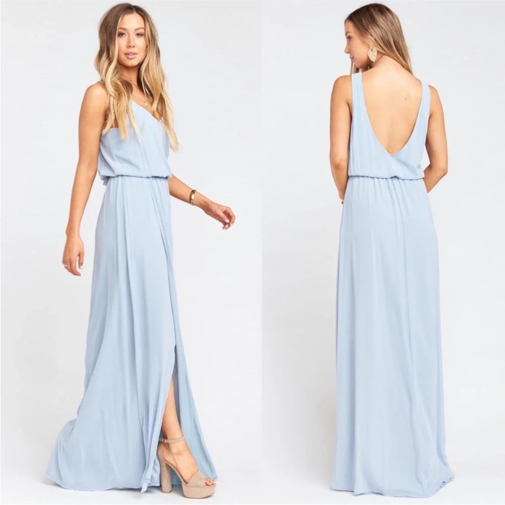 Show Me Your MuMu Kendall Steel Blue Maxi Dress NWT - Picture 1 of 10